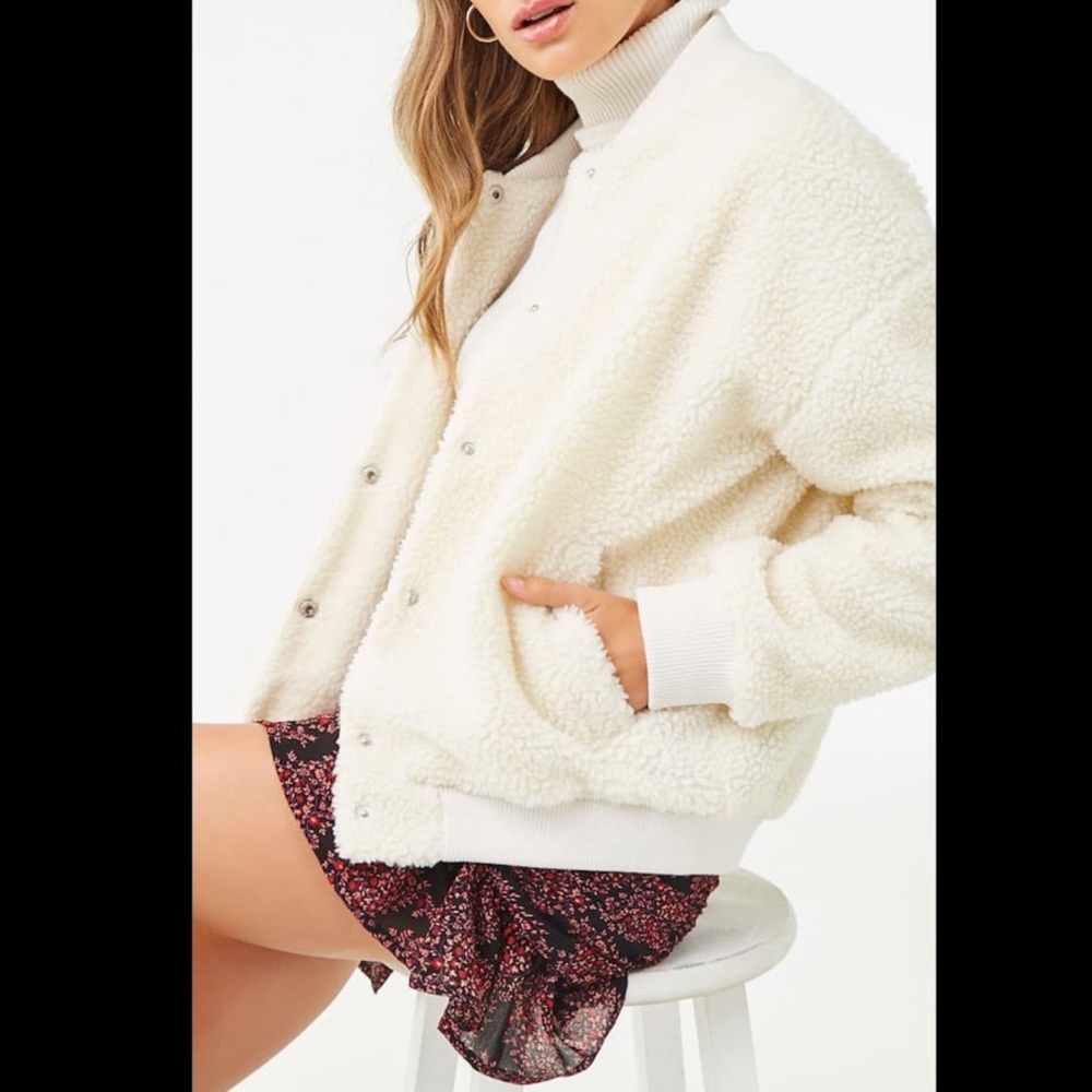 Forever 21 Faux Shearling bomber jacket- Black